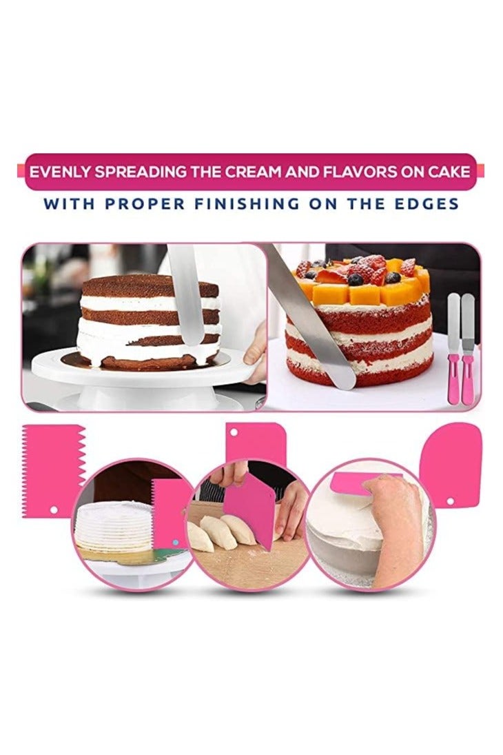35PCs Cake Turntable and Leveler-Rotating Cake Stand with Non Slip pad-7 Icing Tips and 20 Bags- Straight & Offset Spatula-3 Sc Set -Baking Tools - Image 4