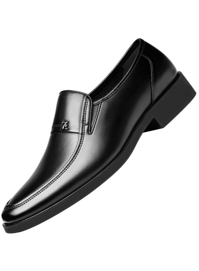 Chintai First Layer Cowhide Men's Business Casual Loafers Breathable Slip-on Shoes Jz0211 Black Size 43 - Image 4