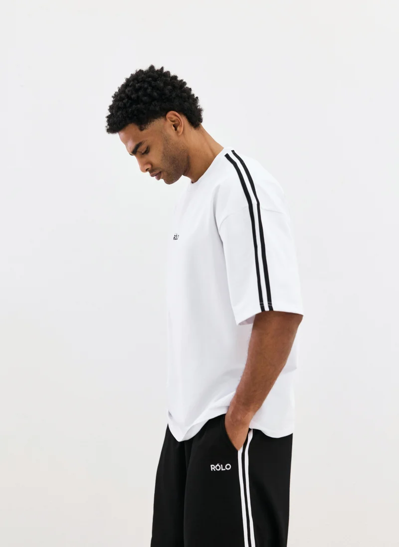 RÓLO Oversized Crewneck Tee - White & Black