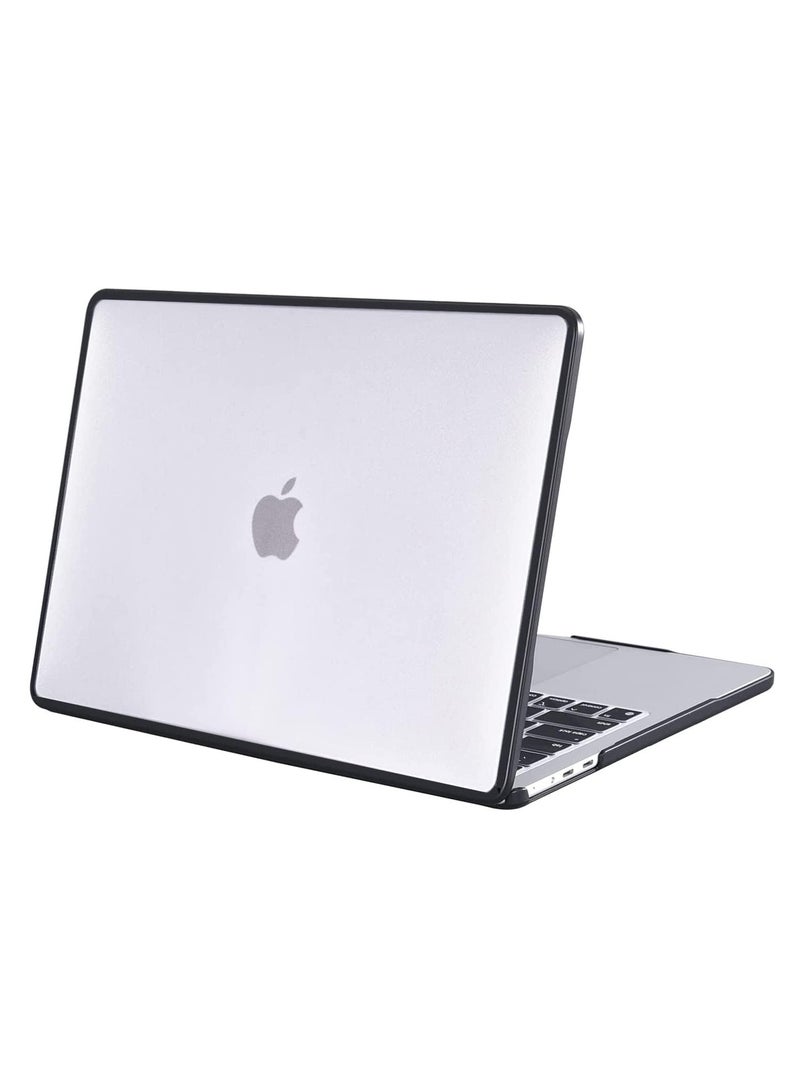 Case for MacBook Air 13.6 Inch M2 2024 2022 Release A3113 M3/A2681 M2 - Anti-Cracking Anti-Fingerprint Hard Shell - Soft TPU Bumper + PC - Frosted (Clear/Black)  - Image 1
