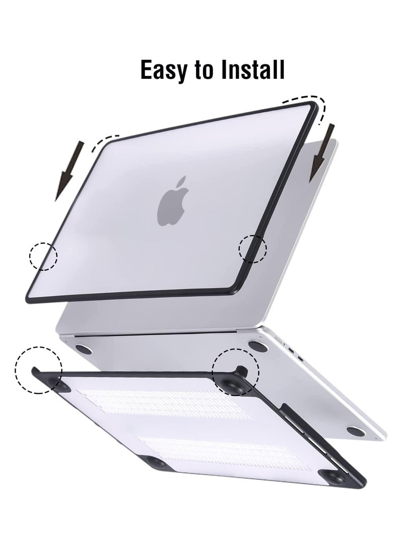 Case for MacBook Air 13.6 Inch M2 2024 2022 Release A3113 M3/A2681 M2 - Anti-Cracking Anti-Fingerprint Hard Shell - Soft TPU Bumper + PC - Frosted (Clear/Black)  - Image 3