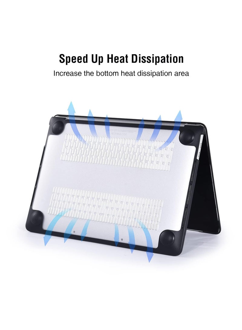 Case for MacBook Air 13.6 Inch M2 2024 2022 Release A3113 M3/A2681 M2 - Anti-Cracking Anti-Fingerprint Hard Shell - Soft TPU Bumper + PC - Frosted (Clear/Black)  - Image 5