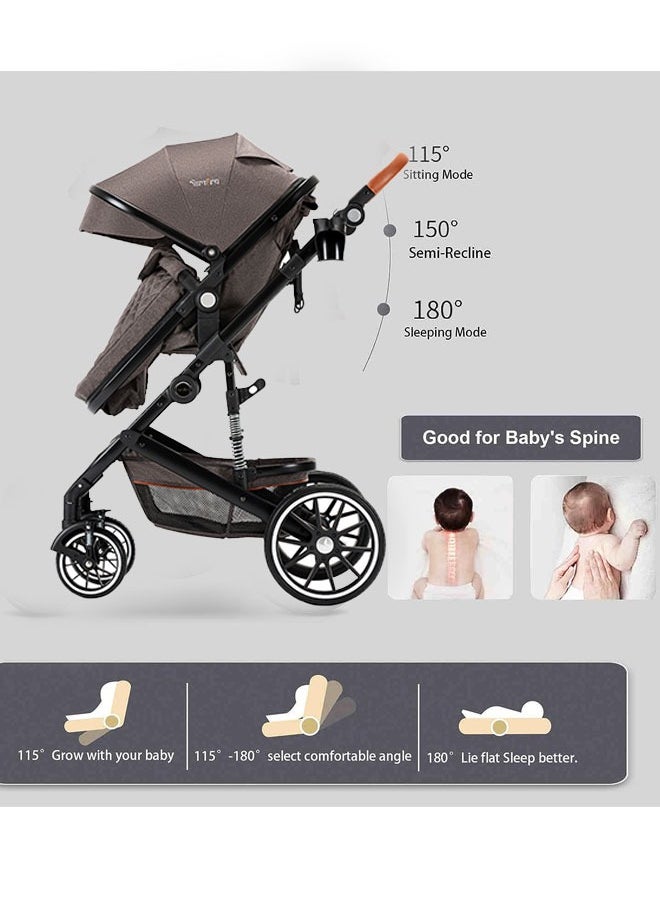 HQ-GAMING Baby Stroller Car Seat Combo 5 in 1 Baby Travel System for Infant Newborn Boy Girl Convertible Reversible Bassinet Stroller Quick Fold Toddler Stroller Sets Black  - Image 5