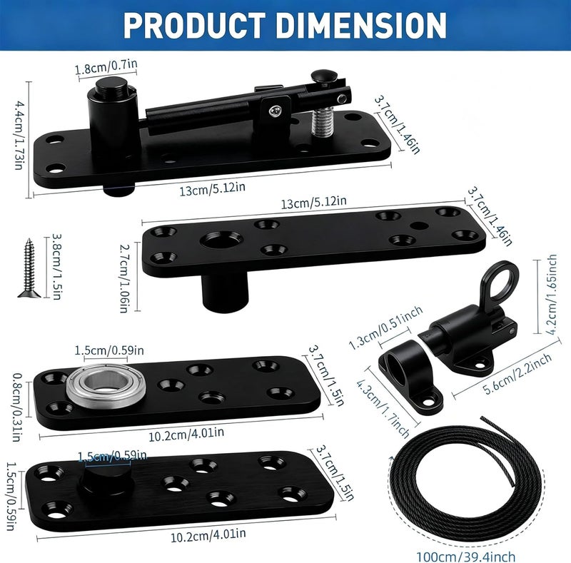 TamBee Heavy Duty Pivot Hinge Hidden Door Hinge - 570 lbs Load, Bearing, Stainless Steel, Rust Resistant, Concealed for Wood Doors, Secret Doors, Hidden Door, Bookcase Door and Bookshelf Door Black - Image 2