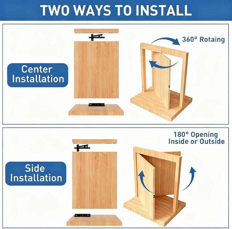 TamBee Heavy Duty Pivot Hinge Hidden Door Hinge - 570 lbs Load, Bearing, Stainless Steel, Rust Resistant, Concealed for Wood Doors, Secret Doors, Hidden Door, Bookcase Door and Bookshelf Door Black - Image 5