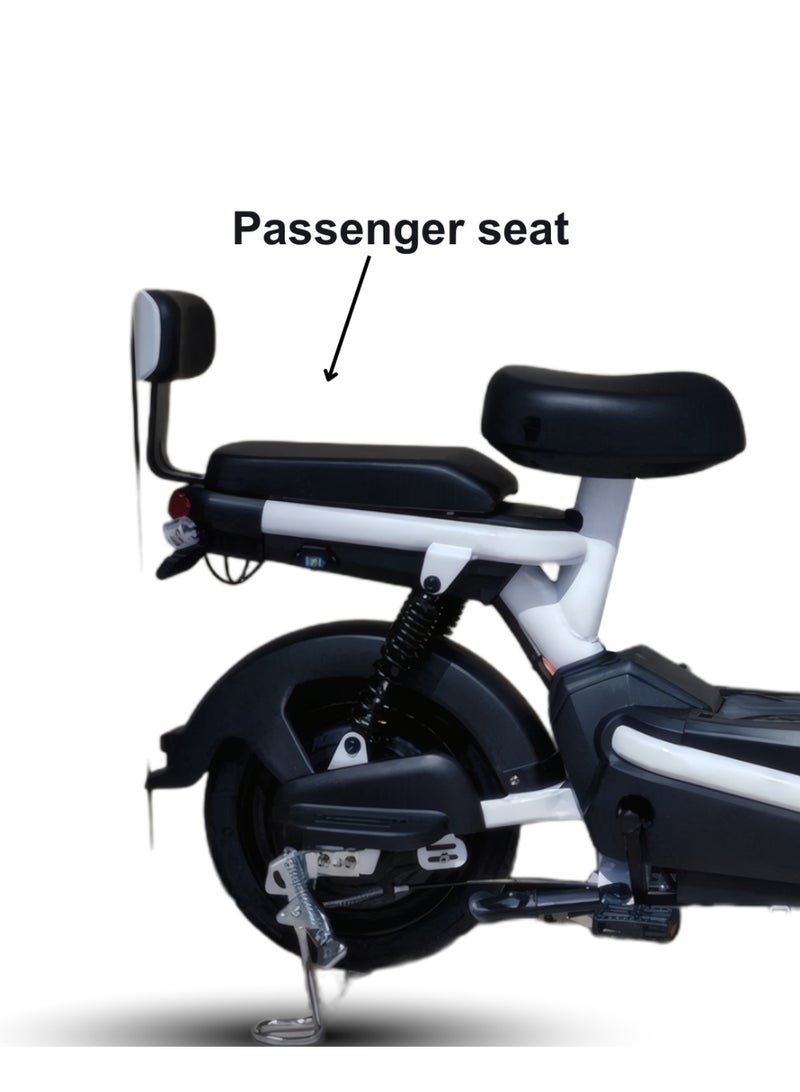 كاميل دراجة كهربائية ITQ-6 Pro للبالغين، بقدرة 600 واط، إطارات مقاس 14 بوصة، مدى يصل إلى 100 كم، مزودة بسلة ومرايا، باللون الأبيض. - Image 4