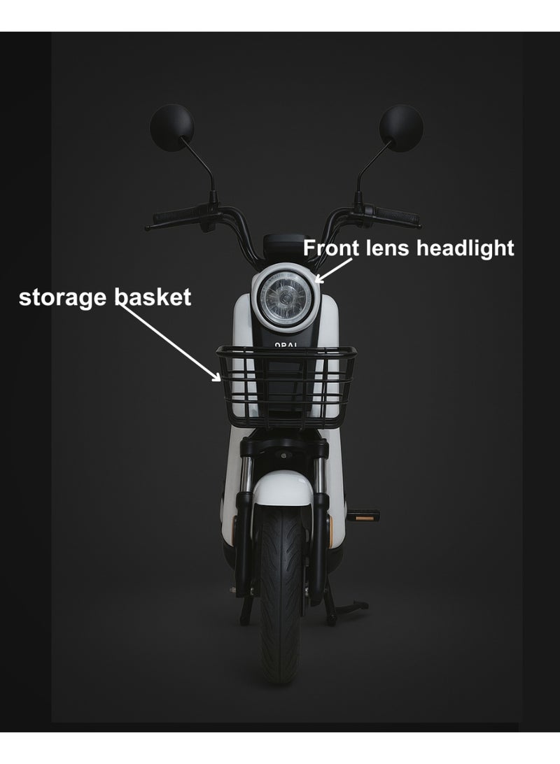 كاميل دراجة كهربائية ITQ-6 Pro للبالغين، بقدرة 600 واط، إطارات مقاس 14 بوصة، مدى يصل إلى 100 كم، مزودة بسلة ومرايا، باللون الأبيض. - Image 5