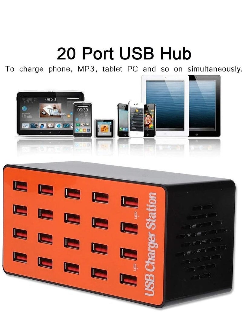 ELTRAZONE USB Hub, 18A/5V 20 Port USB Hub Splitter Portable Universal USB Smart Charging Station with Power Adapter for Smartphone, MP3,MP4, Tablet, Speaker, etc.(UK) - Image 2