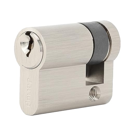 Jeriup Copper Half Cylinder Lock with Nickel Finish for Doors, Key Lock, 40mm, Single Side Open, Anti-Rust, Modern, Nickel - Image 1