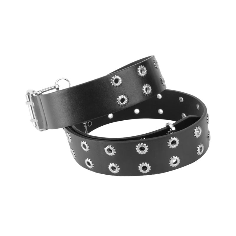 Gear Design Chain Buckle Women Jeans Belt Black Versatile Waistband for Daily Party - Image 2