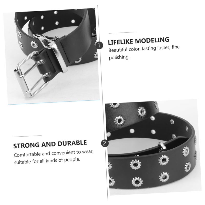 Gear Design Chain Buckle Women Jeans Belt Black Versatile Waistband for Daily Party - Image 3