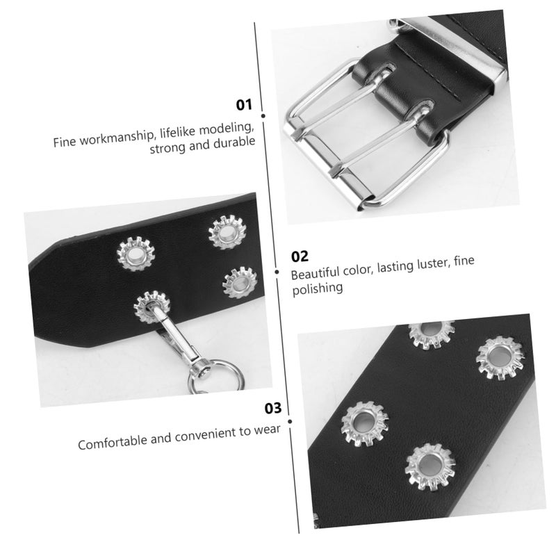 Gear Design Chain Buckle Women Jeans Belt Black Versatile Waistband for Daily Party - Image 4