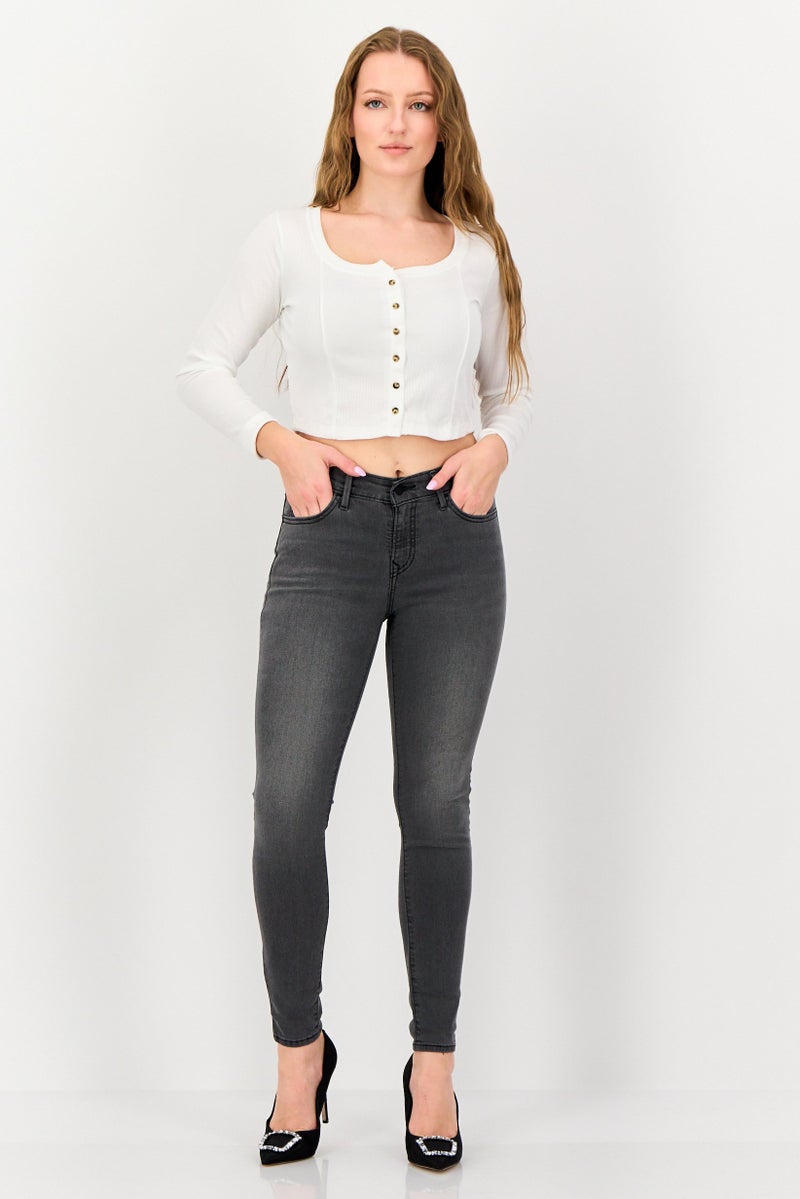 Levi's جينز نسائي سوبر سكينى ضيق مغسول وقابل للتمدد، رمادي - Image 2