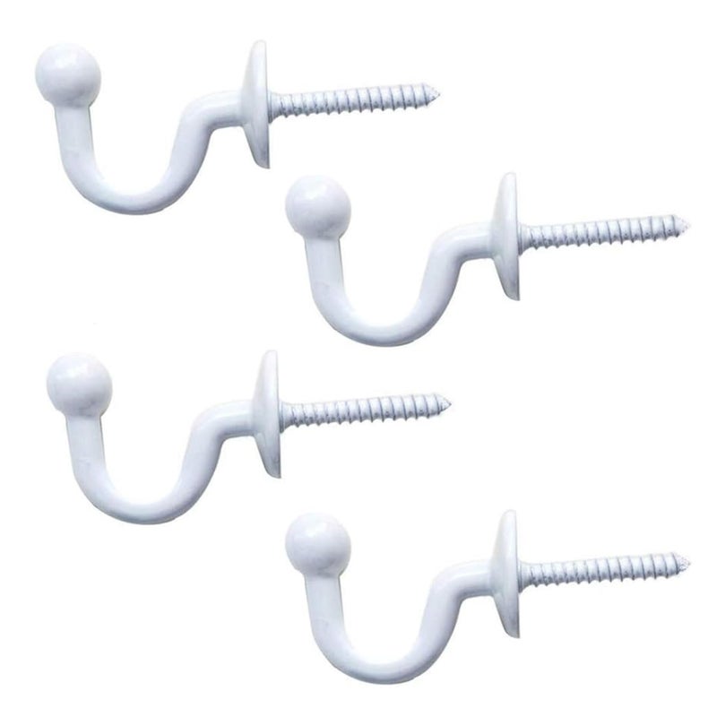 Hdtyyln 2 Pairs Curtain Hooks for Drapes European Style Curtain Hook White Window Curtain Holdback Hooks Tiebacks Heavy Duty Wall Mounted Hooks for Curtain Cup Key Bags Home Decorative Hooks