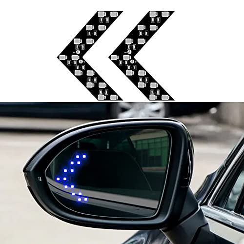 OtpOutopa 2PCS 14-SMD LED Arrow Panel Lights, Auto Parts Concealed LED Marker Clearance Light for Car Rearview Mirror Indicator Turn Signal Sequential Light Bulb Motorcycle Tail Lights (Blue) - Image 1