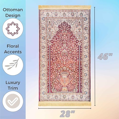 Sacred Artisans Prayer Rug for Men and Women | A Super Soft-Touch Prayer Mat and Meditation Rug for Travel Home & Gift (Ruby Red) - Image 5