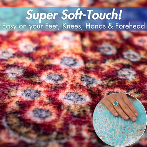 Sacred Artisans Prayer Rug for Men and Women | A Super Soft-Touch Prayer Mat and Meditation Rug for Travel Home & Gift (Ruby Red) - Image 3