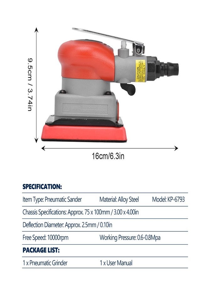 WALFRONT Pneumatic Sander Sander 10000 RPM Air Orbit Finishing Sanding Tool for Wood Sanding Car Waxing Metal 0.6-0.8Mpa - Image 3