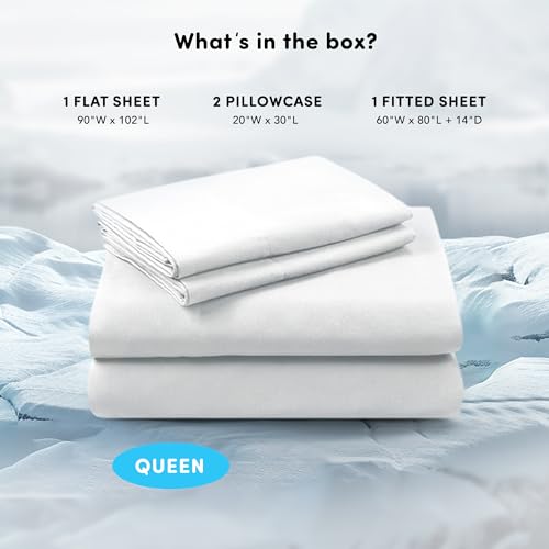 Comfort Spaces Queen Cooling Sheets, Moisture Wicking Coolmax Sheets, Soft, Colorfast Sheet Set, Cooling Bed Sheets For Hot Sleepers, Elastic Deep Pocket Fits Up to 16" Mattress, Queen White 4 Piece - Image 3