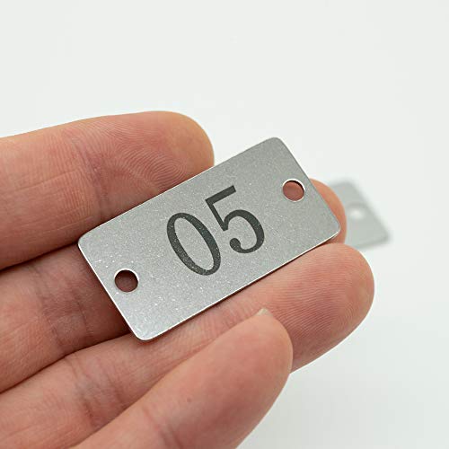 StayMax Stainless Steel Rectangle Numbered Tags with Two Holes (1-50) - Image 3