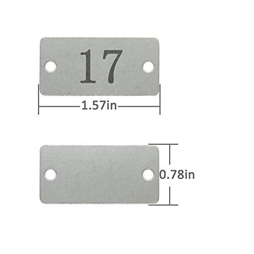 StayMax Stainless Steel Rectangle Numbered Tags with Two Holes (1-50) - Image 2