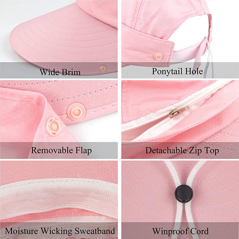GUSTAVE ® Unisex Summer Hats with Detachable Flaps, Sun Hats for Women, Sun Protection Cap for Women, for Gardening, Beach, Boating, Fishing - Image 4