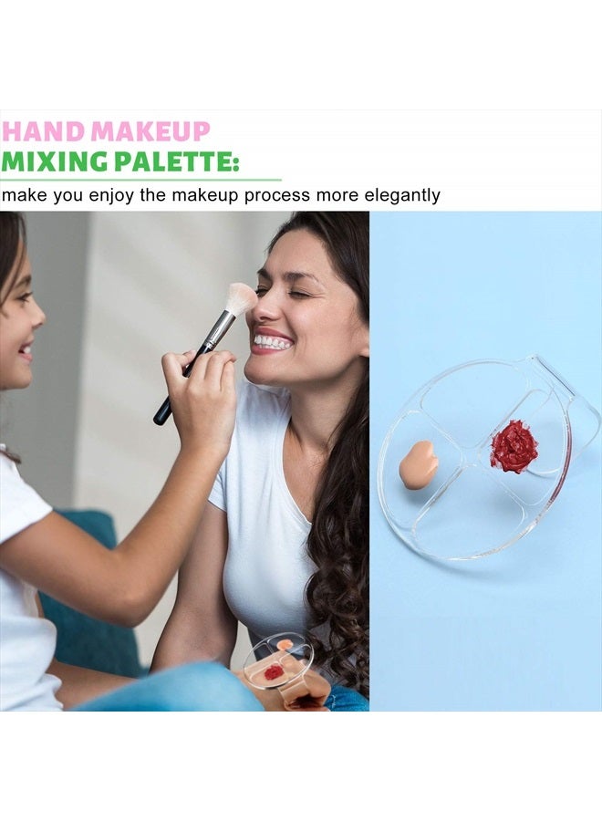 Maitys 2 Pieces Hand Makeup Mixing Palette Makeup Hand-Held Palette Nail Art Manicure Palette Clear Makeup Palette for Mixing Foundation - Image 3