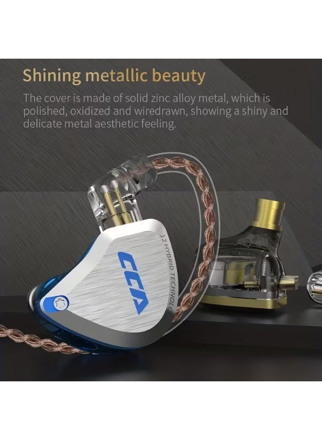 سي سي أيه سماعات أذن C12 هجينة عالية الدقة، 5BA و1DD، عازلة للضوضاء، صوت ستيريو، سلكية، للموسيقيين، وعشاق الموسيقى، والمغنين، ومنسقي الأغاني (أزرق، مع ميكروفون) - Image 5