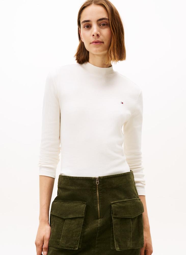 TOMMY HILFIGER Logo Mock Neck T-Shirt - Image 1