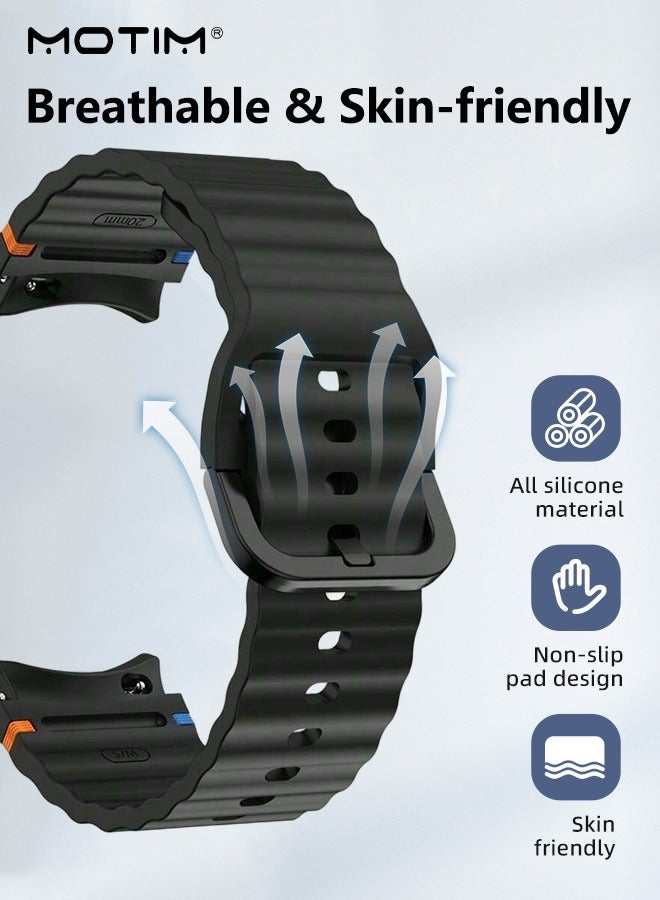 Motim Silicone Sport Watch Strap/Watchband for Samsung Galaxy Watch 7/FE/6/5/4 Band 40mm 44mm/Galaxy Watch 5 Pro Band 45mm，Silicone Replacement Strap Women Men  - Image 5