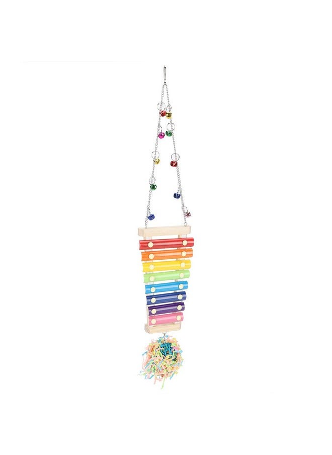 Zerodis Zerodis Chicken Xylophone Toy,Hens Parrots Hanging Wooden Pecking Xylophone with Bell Coop Chicken Pecking Toys Chicken Swing Ladder Toys  - Image 1