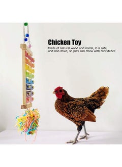 Zerodis Zerodis Chicken Xylophone Toy,Hens Parrots Hanging Wooden Pecking Xylophone with Bell Coop Chicken Pecking Toys Chicken Swing Ladder Toys  - Image 2