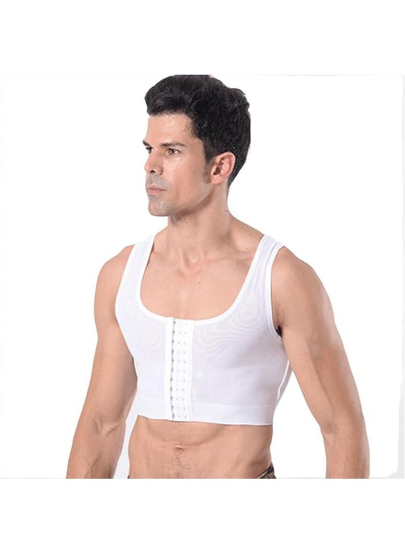 Apustim Men's Body Shaping Vest，Fitness Vest，Posture Correction Adjustable Compression Chest Shaper for Running，Sports，Boxing，Workout （White） - Image 3