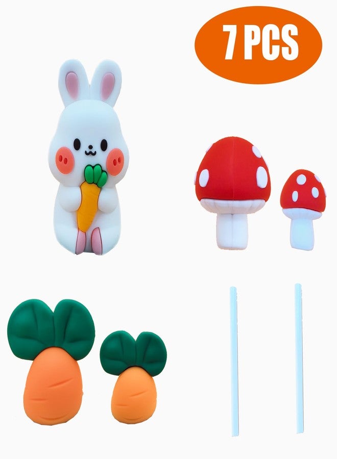 Qzinxja Cute Carrot Rabbit Theme Cake Topper Birthday Cake Decorations,Bunny Birthday Cake Toppers Cake Decor Mushrooms Carrots Cupcake Topper Jungle Animals Cupcake Toppers Birthday Party Supplies - Image 2