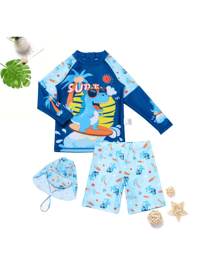 New Kidsren's Swimsuit Boys Long-sleeved Surfing Swimsuit Small, Medium And Large Split Kidsren's Swimsuit Three-piece Set