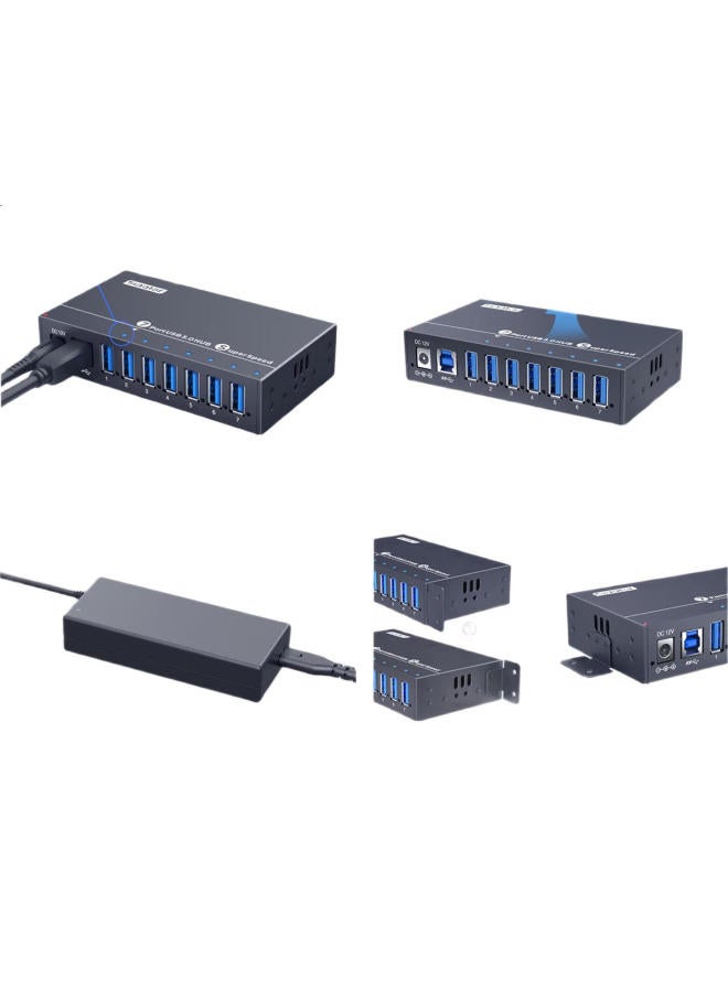 SIPOLAR Usb 3.0 Expansion Dock Splitter High Speed 7-Port Hub Industrial Grade A-173 (3M) Hub Computer Extension Cable Docking Station With Single Port 1A Power Charging - Image 2