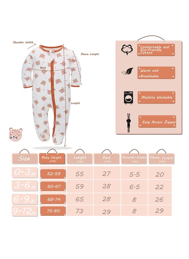 Miracle Baby - Newborn  Baby Onesies with zipper 100% cotton long sleeve baby pajamas leg covered baby clothes - Image 1