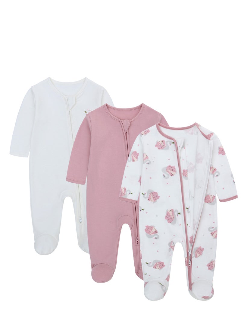 Miracle Baby - Newborn  Baby Onesies with zipper 100% cotton long sleeve baby pajamas leg covered baby clothes - Image 1