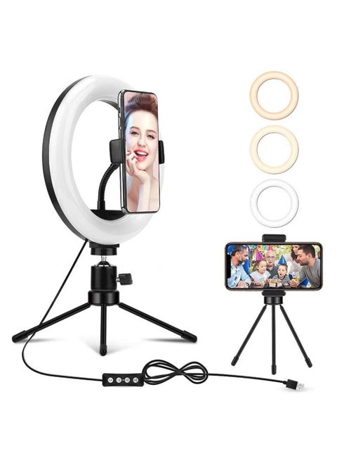 COOLBABY LED Ring Light 8" with Tripod Stand & Phone Holder for Live Streaming & YouTube Video
