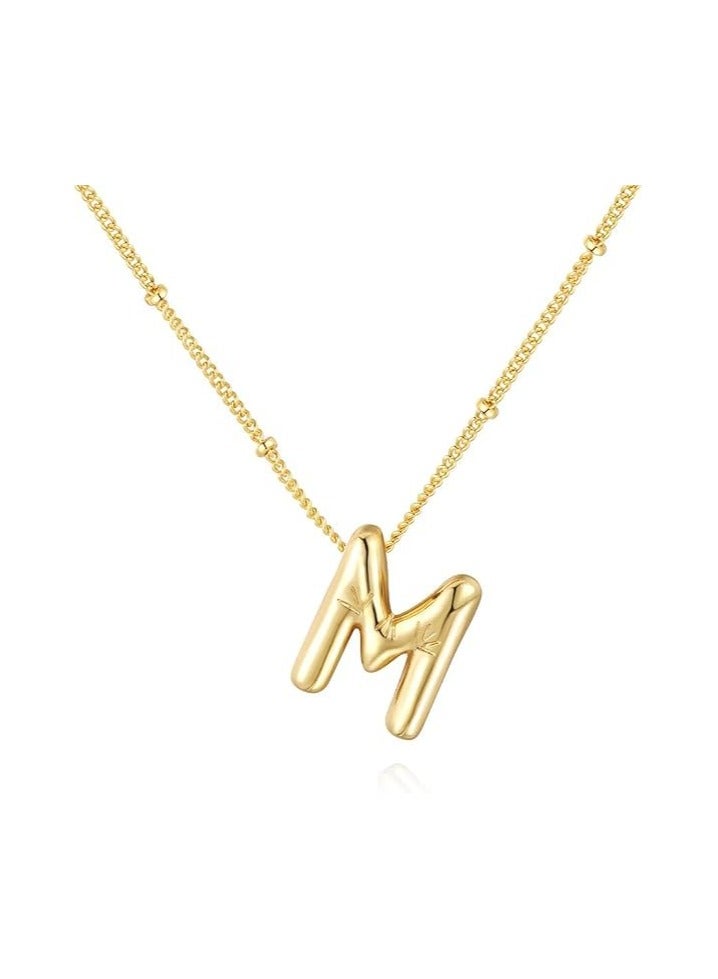 Fayrouz Jewellery 18K Yellow Gold Plated Real Gold Stainless Steel Necklace 26 Letters New Shiny Balloon Big Size A-Z Bubble Initials Wishbone Chain - Image 1