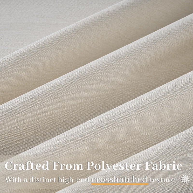 Drapenova Ivory Beige Pinch Pleated Linen Curtains 84 Inch Length 2 Panels for Bedroom Living Room Textured Semi Sheer Window Curtain Boho Neutral Back Tab Pinch Pleat Drape with Hooks 84 Inches Long - Image 2