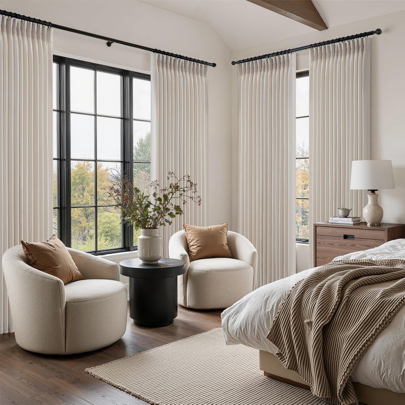 Drapenova Ivory Beige Pinch Pleated Linen Curtains 84 Inch Length 2 Panels for Bedroom Living Room Textured Semi Sheer Window Curtain Boho Neutral Back Tab Pinch Pleat Drape with Hooks 84 Inches Long - Image 5