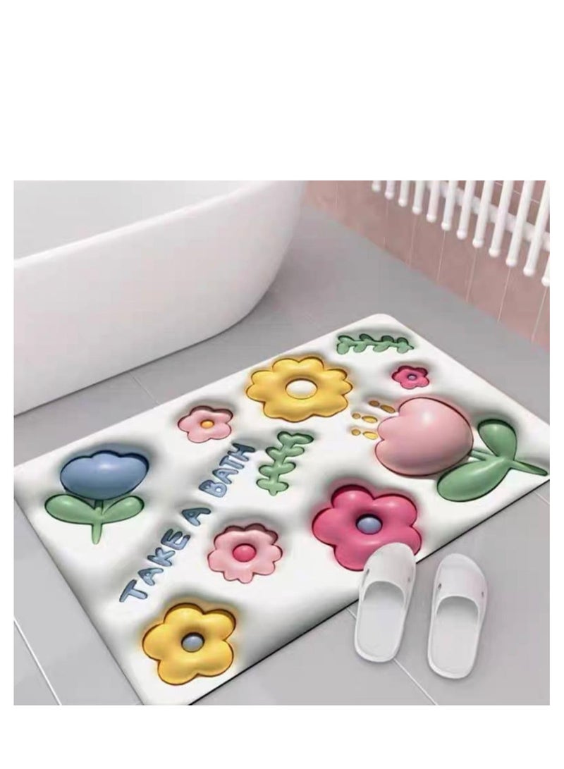 Bath Mat Super Absorbent Bath Mat Quick Dry Bathroom Mat 3D Visual Expansion Sense Non-Slip Nappa Leather Floor Mat Bathroom Living Room Entrance Mat 30*40  - Image 3