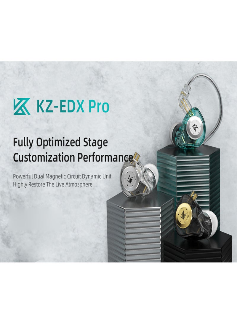 كي زد سماعات أذن KZ EDX Pro داخل الأذن مزودة بمراقبة المسرح ووحدة ديناميكية مغناطيسية مزدوجة وسماعات أذن صدمات باس مع كابل قابل للفصل 0.75 مم وسماعة رأس سلكية مريحة (مع ميكروفون) - Image 5