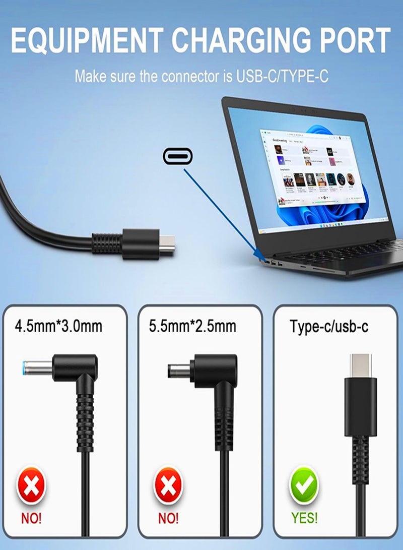 65W Type C Universal Chromebook Charger for Lenovo ThinkPad HP Dell ASUS Acer Aspire Samsung MSI Huawei InnJoo and More USB C Laptop Charger Fast Power Adapter  - Image 3