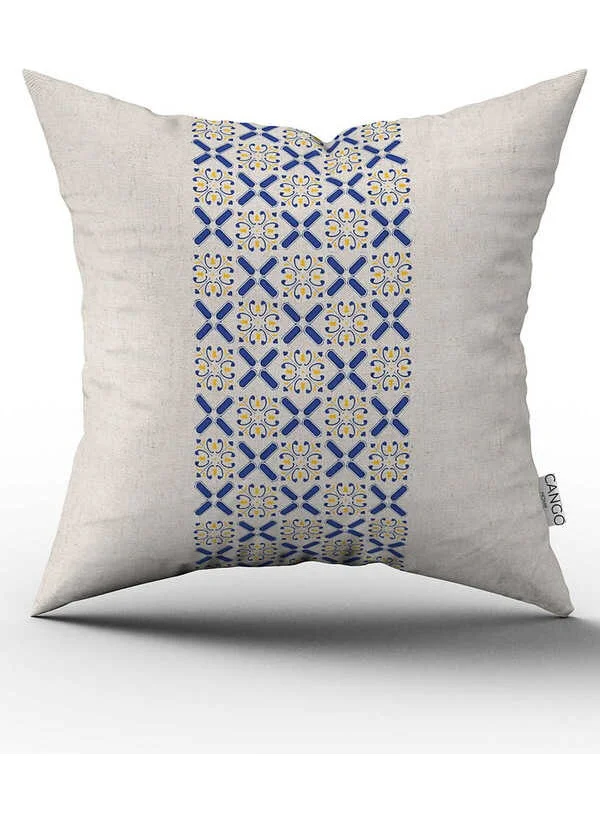 Cango Home Double Sided Blue Yellow Decorative Patterned Digital Printed Throw Pillow Cover CGH1051