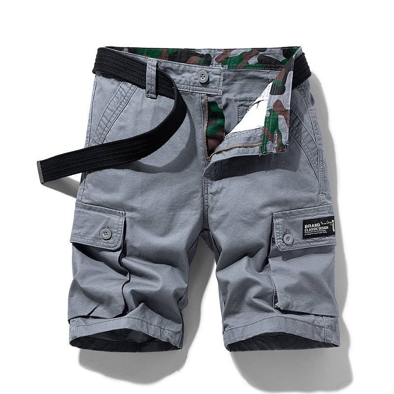 Workwear shorts mens summer new fashion brand middle pants 100 cotton five-point sports pants mens plus size casual pants Black - Image 4