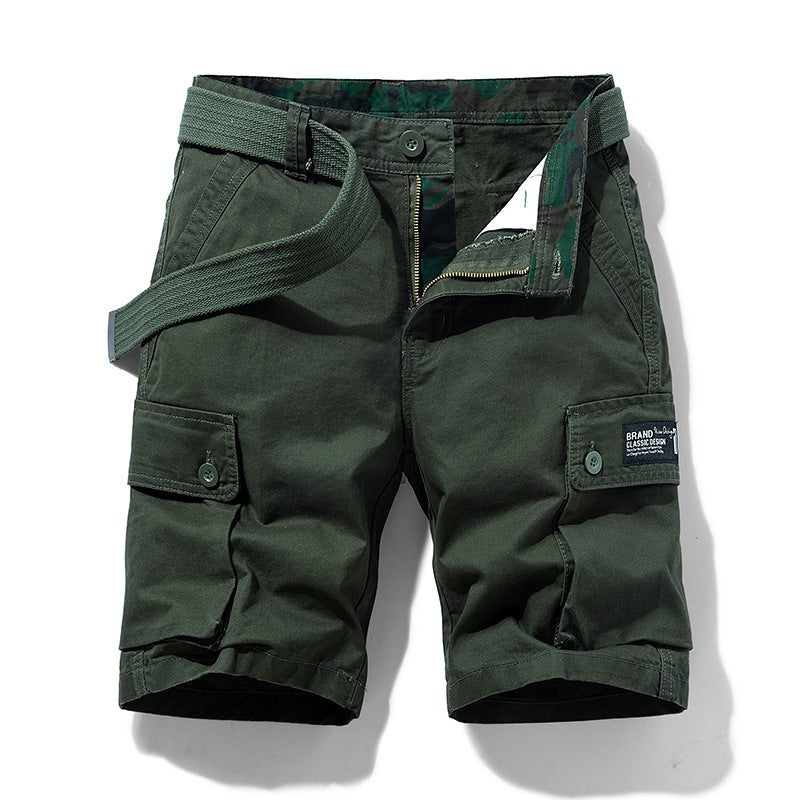 Workwear shorts mens summer new fashion brand middle pants 100 cotton five-point sports pants mens plus size casual pants Black - Image 2