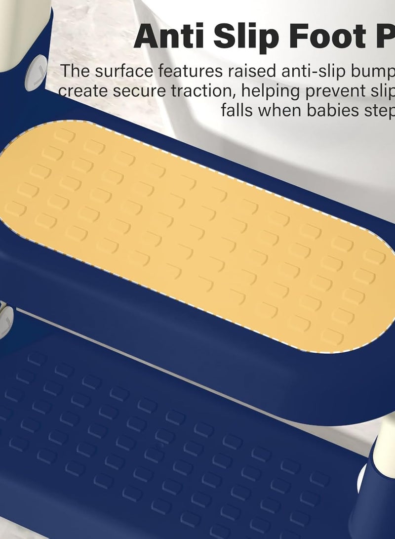 بوتي ترينينج مقعد تدريب على استخدام المرحاض مع سلم، مرحاض سلم قابل للطي للأطفال، واقي من الرذاذ، قاعدة مريحة غير قابلة للانزلاق (أزرق غامق) - Image 5