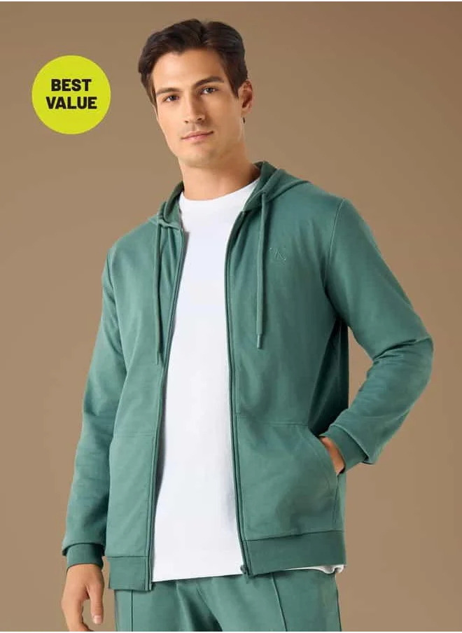 ادوت Zip Through Jacket with Hood and Pockets